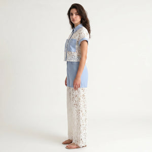Lace Contrast Wide-Leg Set WHD0605072-S-2505205