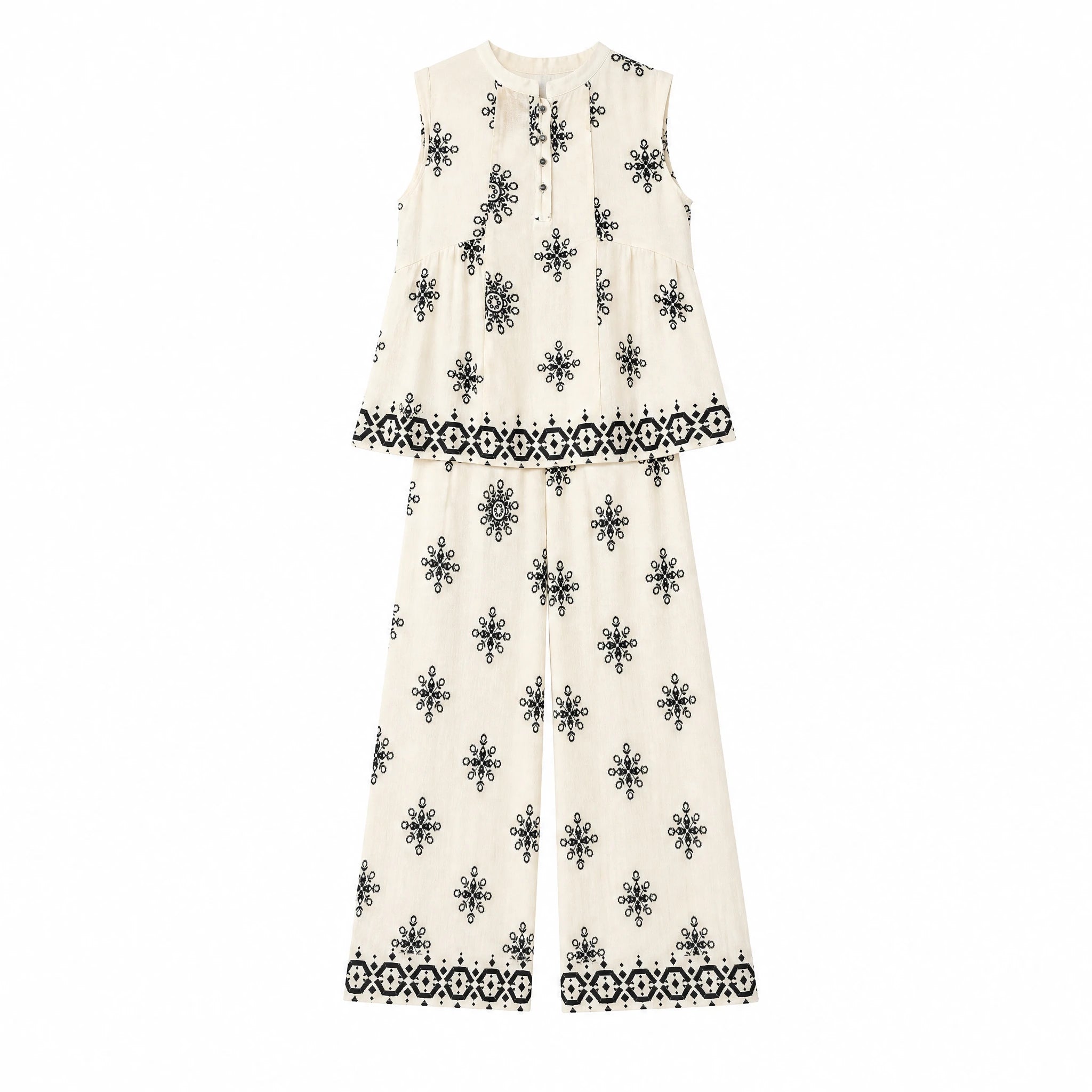 Printed Sleeveless Matching Set WHD0605075-S-2504126