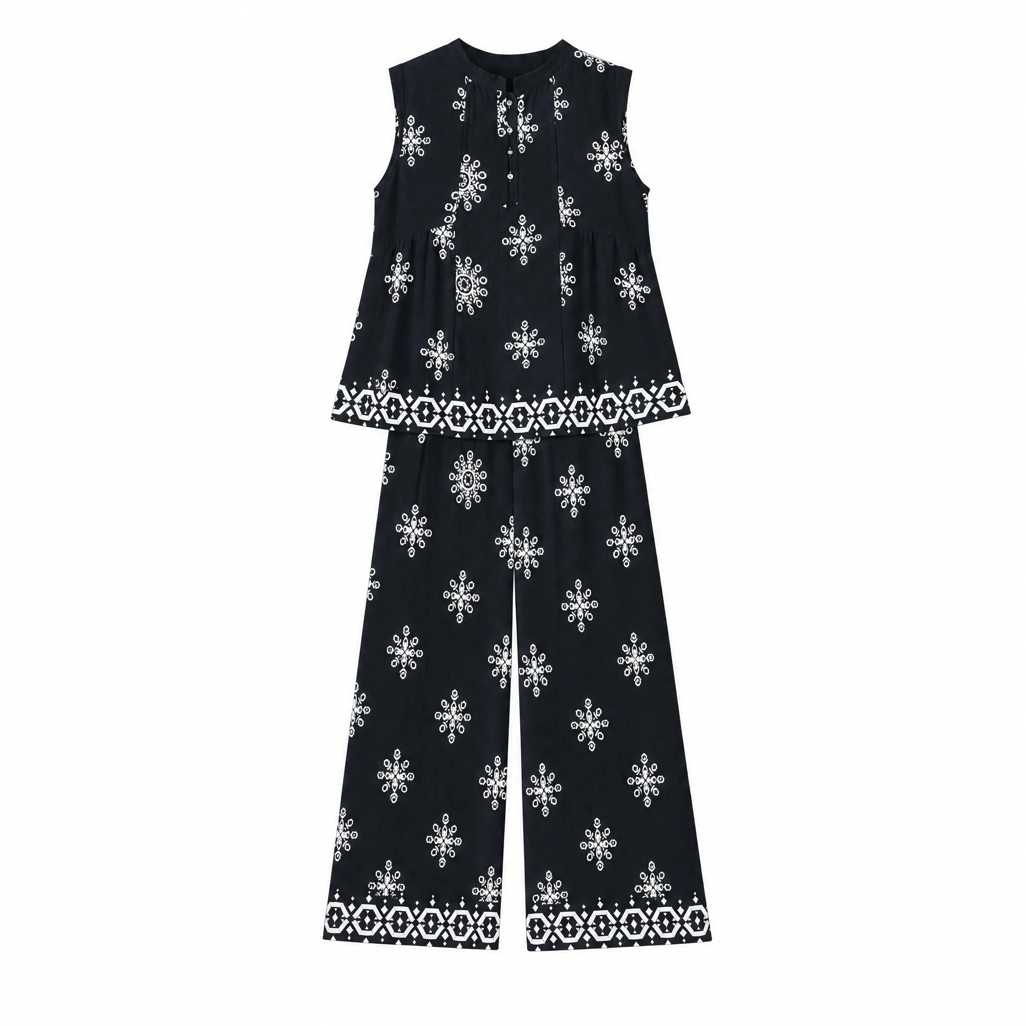 Printed Sleeveless Matching Set WHD0605075-S-2504126