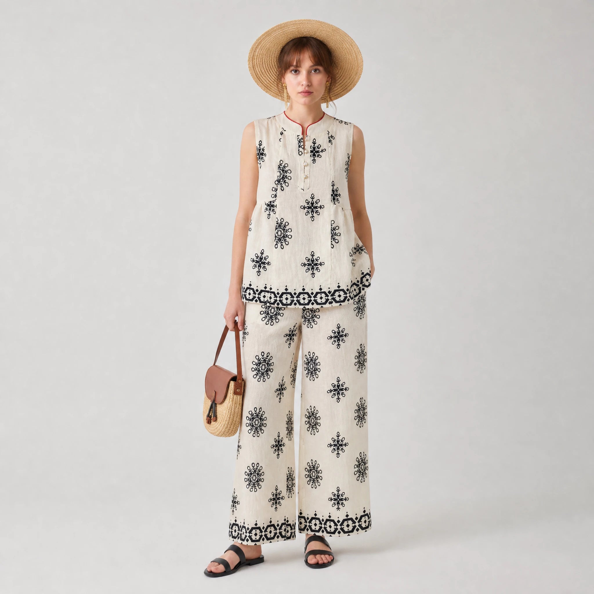 Printed Sleeveless Matching Set WHD0605075-S-2504126