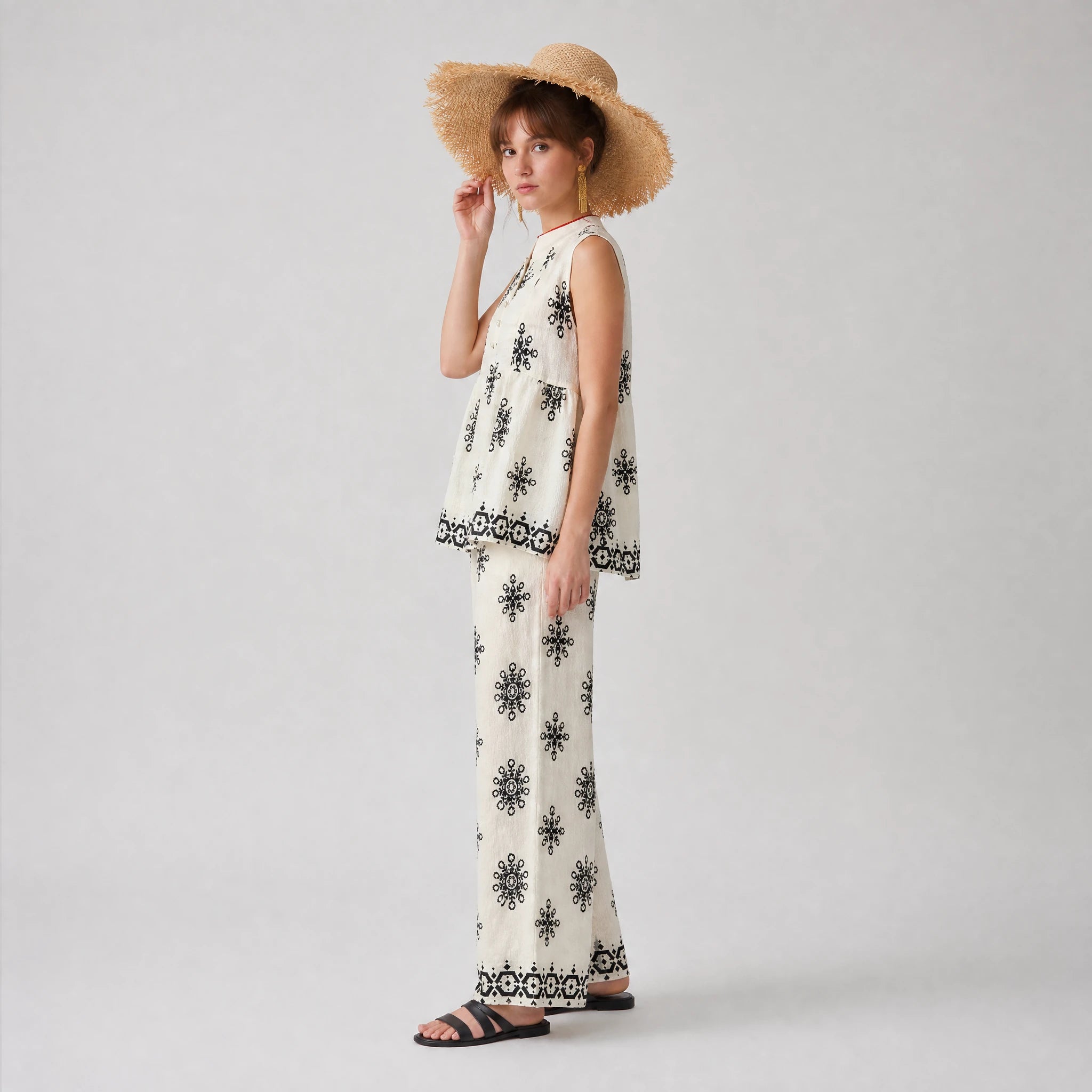 Printed Sleeveless Matching Set WHD0605075-S-2504126
