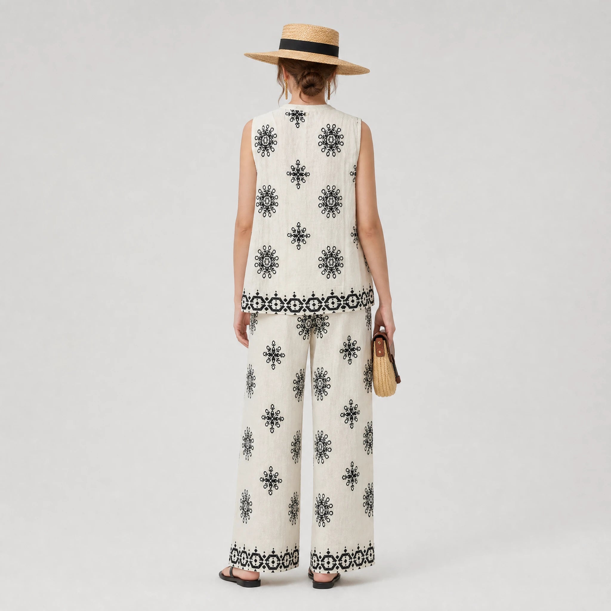 Printed Sleeveless Matching Set WHD0605075-S-2504126