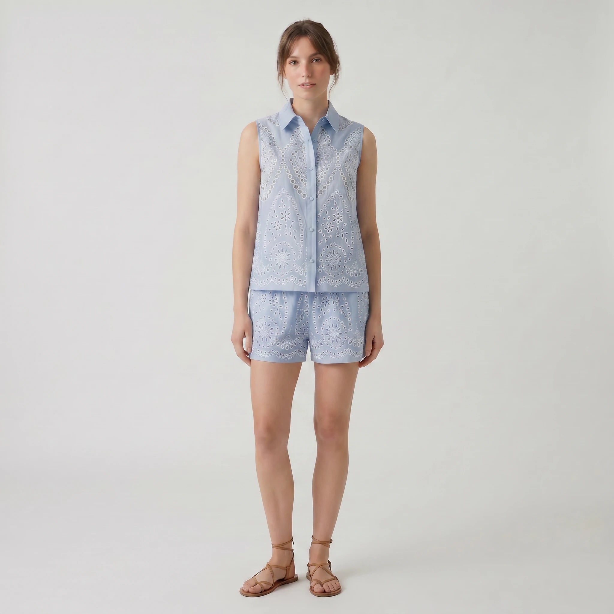 Eyelet Embroidered Short Set WHD0605077-S-2505134