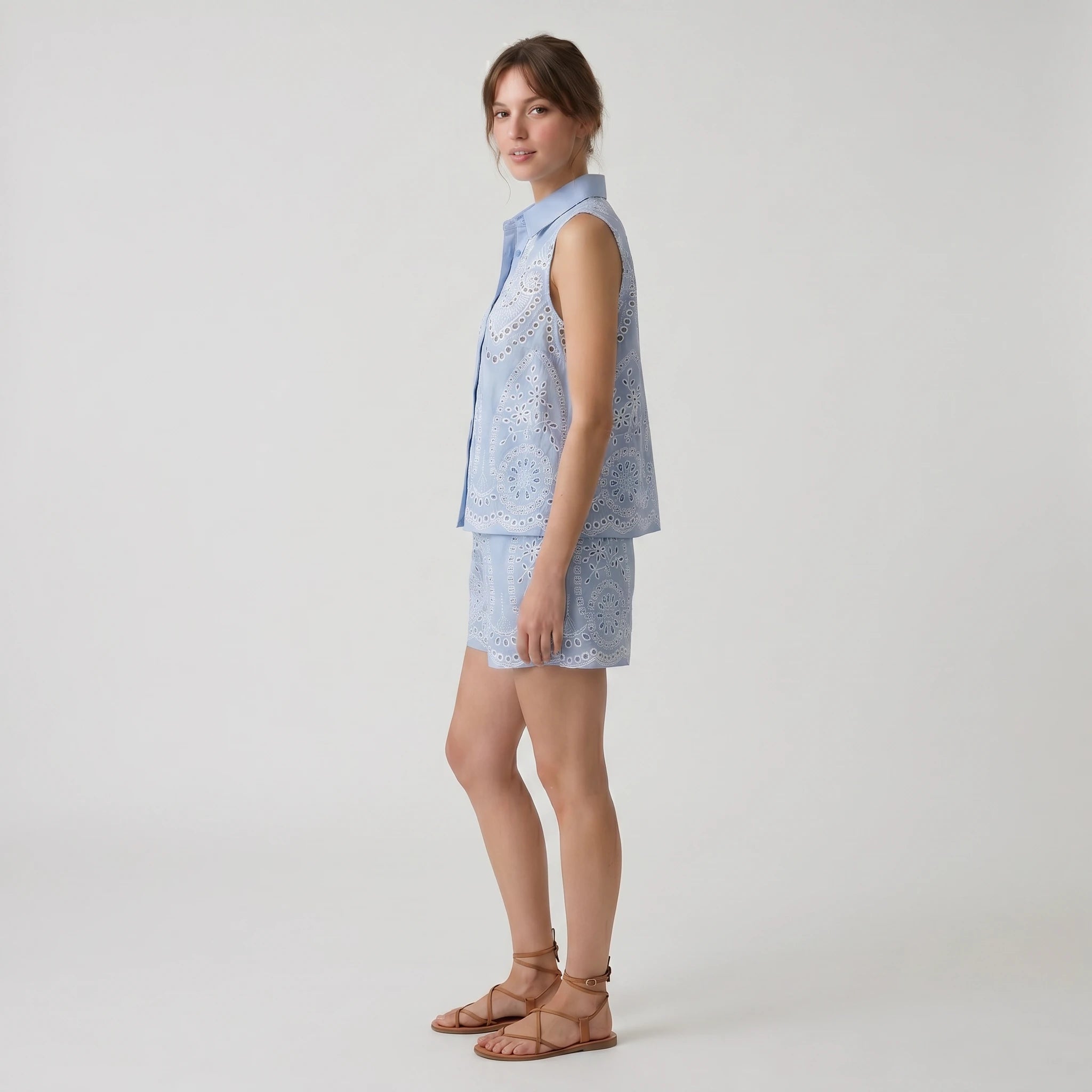 Eyelet Embroidered Short Set WHD0605077-S-2505134
