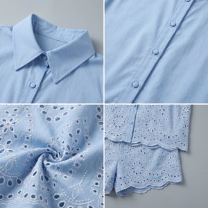 Eyelet Embroidered Short Set WHD0605077-S-2505134