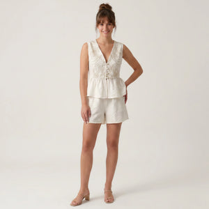Embroidered Peplum Short Set WHD0605079-ZS-250735