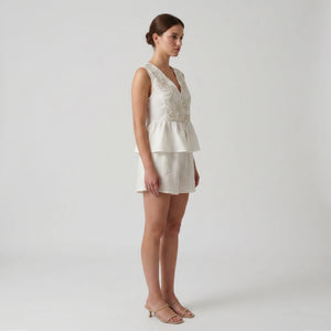 Embroidered Peplum Short Set WHD0605079-ZS-250735