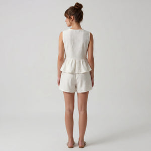 Embroidered Peplum Short Set WHD0605079-ZS-250735