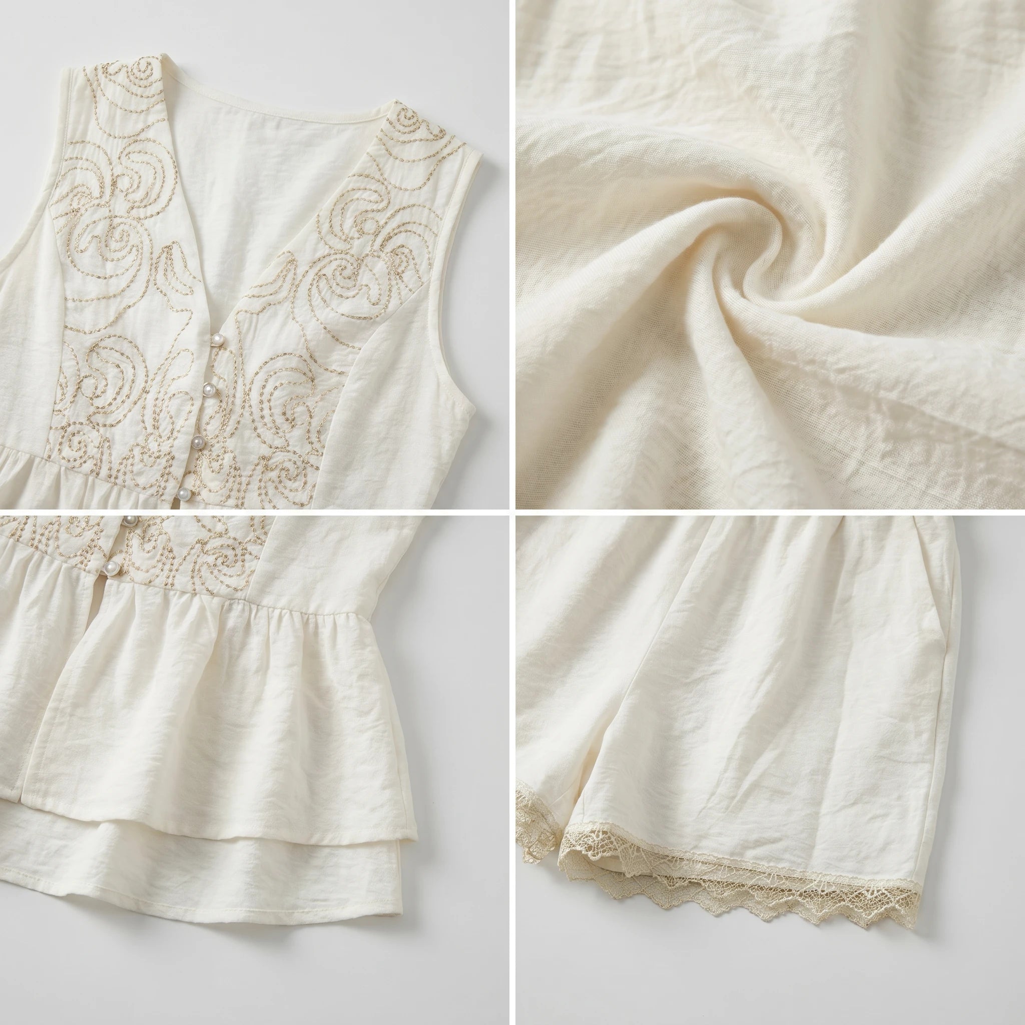 Embroidered Peplum Short Set WHD0605079-ZS-250735