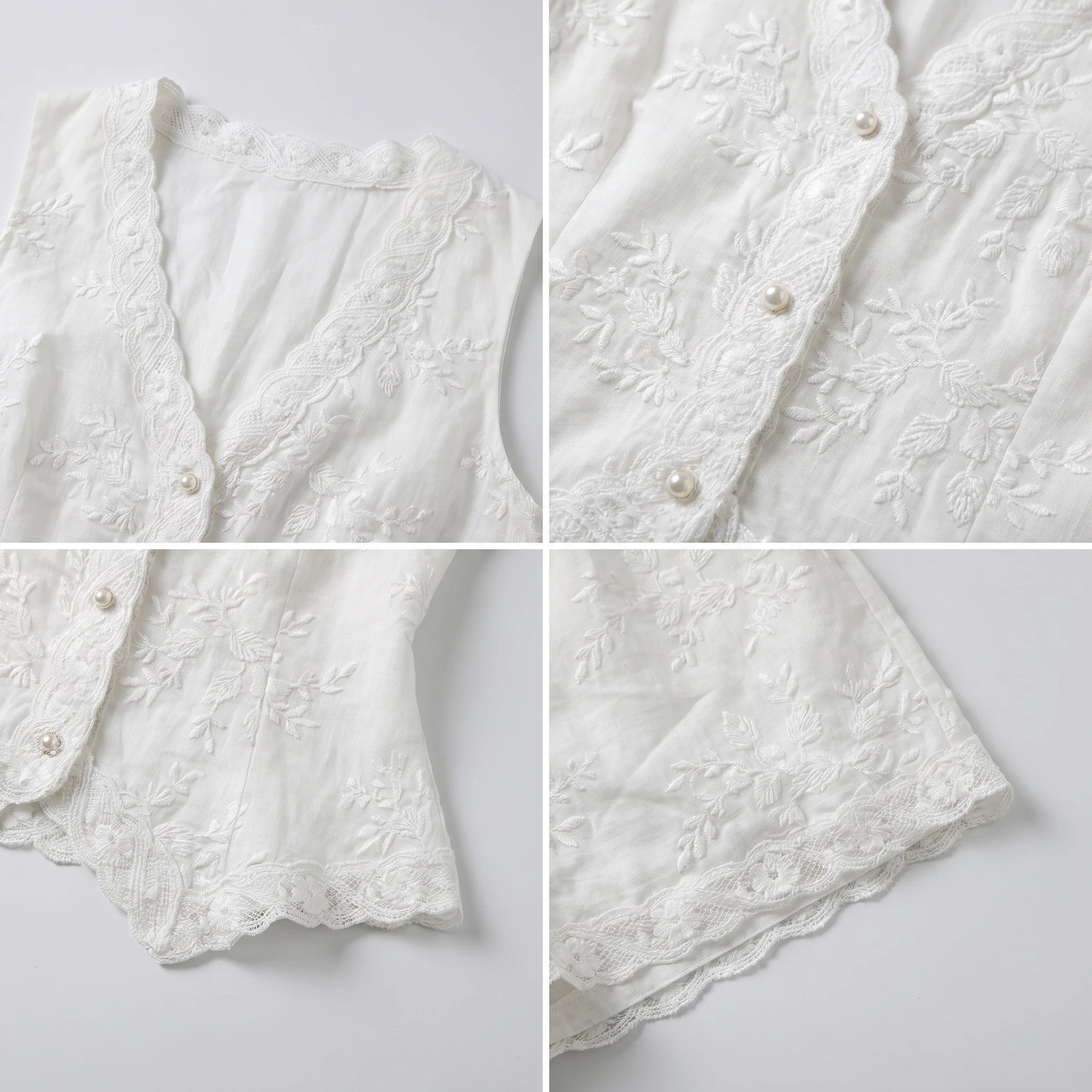 Lace Trim Embroidered Short Set WHD0605080-S-250466