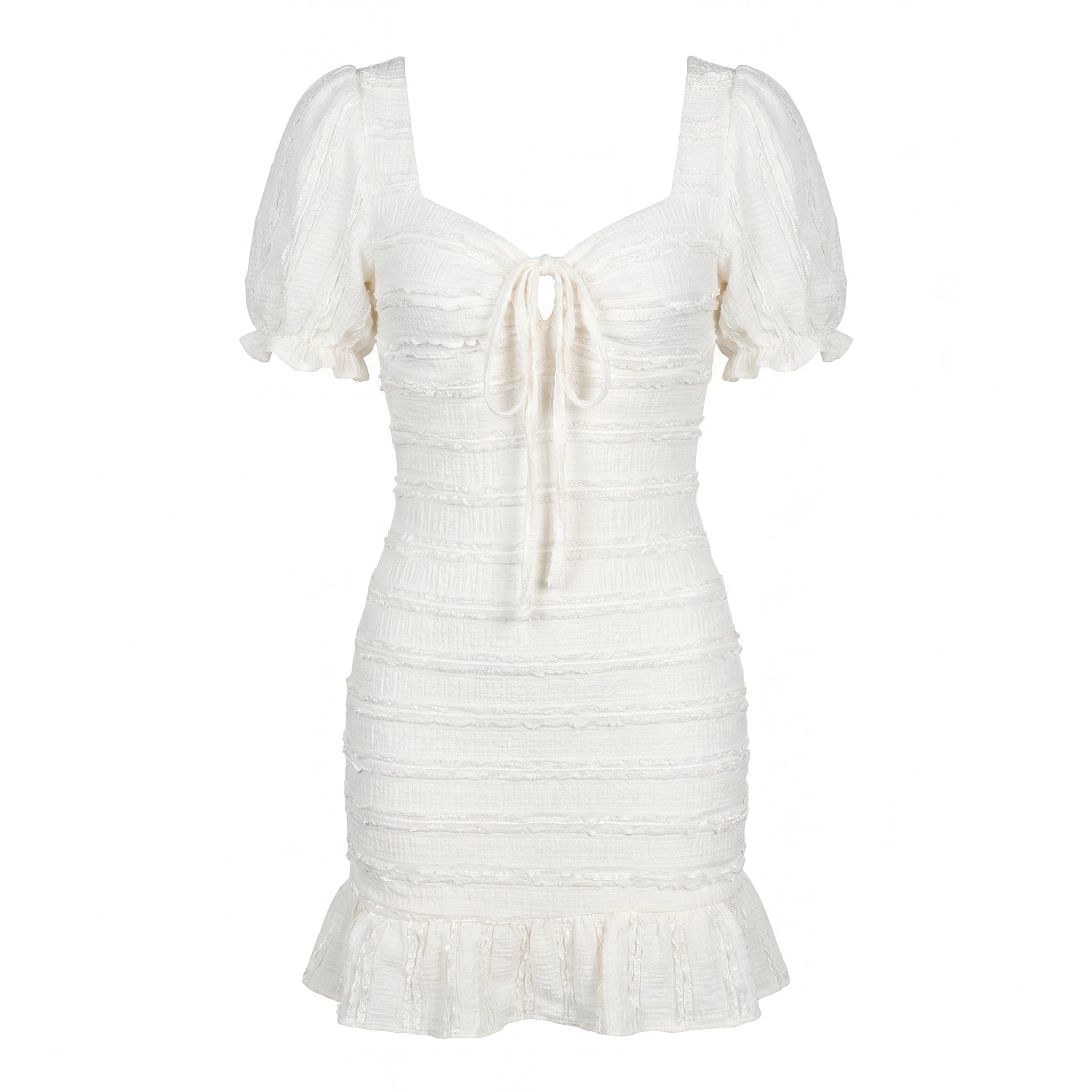Smocked Tie-Front Mini Dress WHD0605081-S-250466