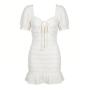 Smocked Tie-Front Mini Dress WHD0605081-S-250466