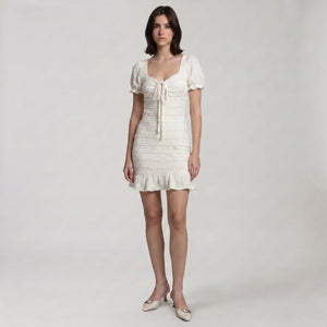 Smocked Tie-Front Mini Dress WHD0605081-S-250466