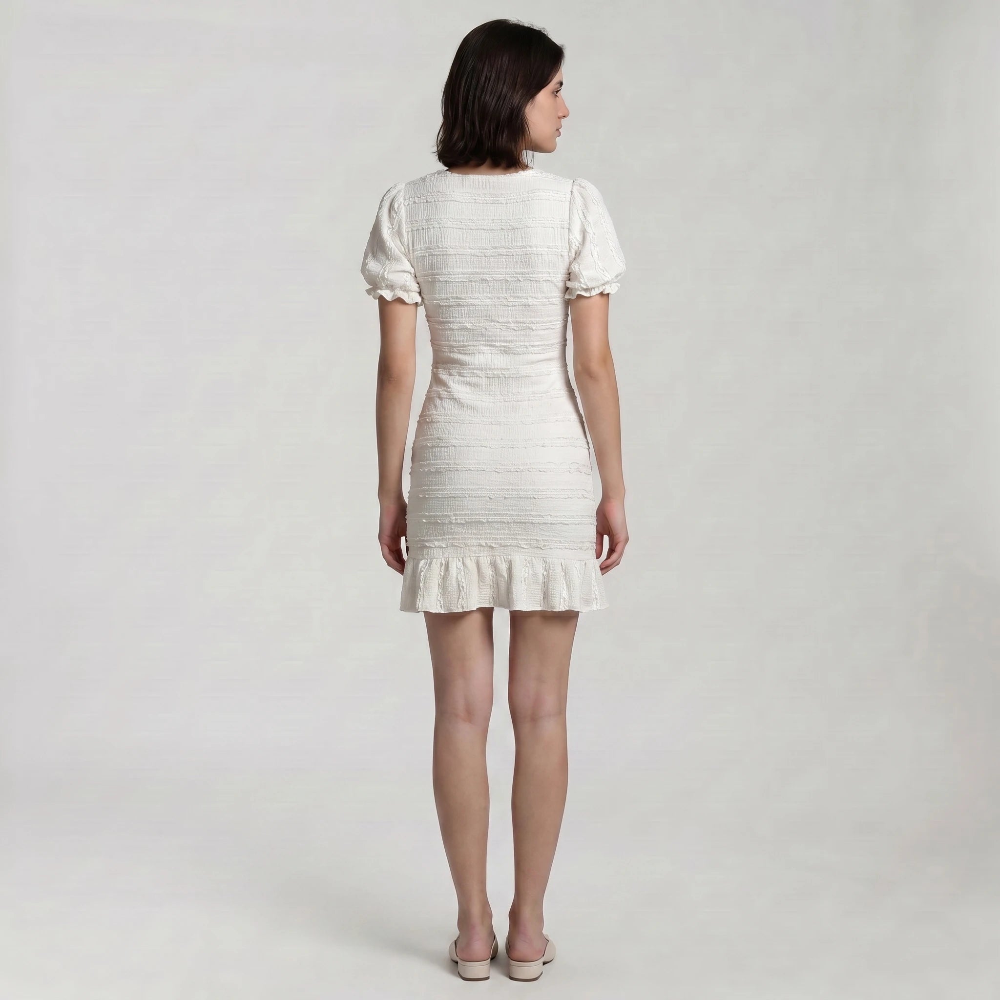 Smocked Tie-Front Mini Dress WHD0605081-S-250466