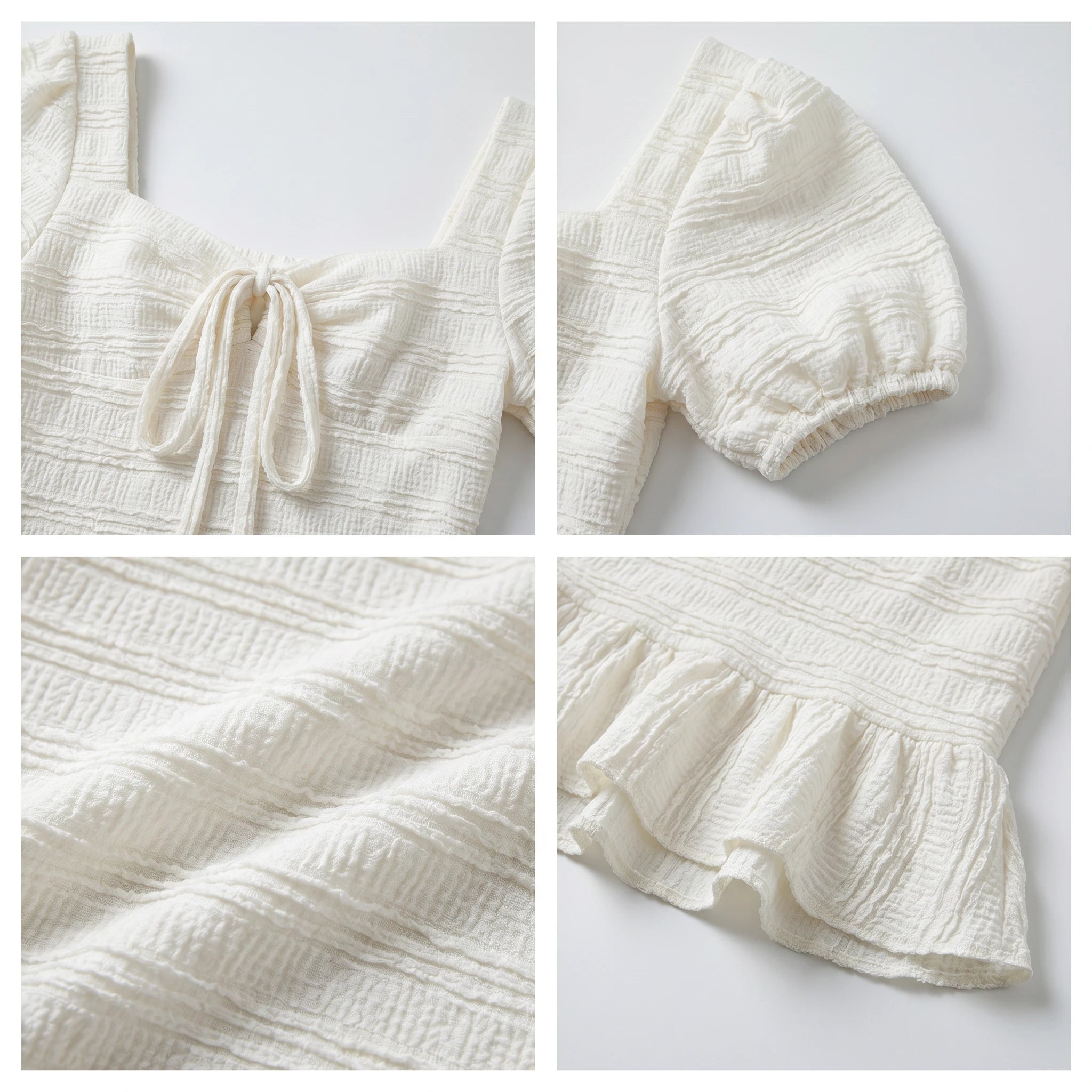 Smocked Tie-Front Mini Dress WHD0605081-S-250466