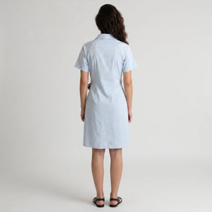 Light Blue Tie-Waist Shirt Dress WHD0605084-S-251297