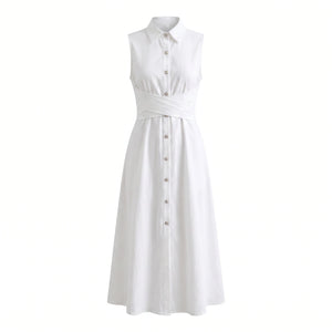 White Tie-Waist Shirt Dress WHD0605085-S-2411137