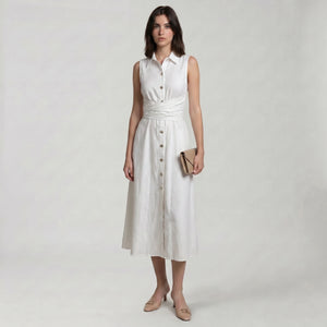 White Tie-Waist Shirt Dress WHD0605085-S-2411137