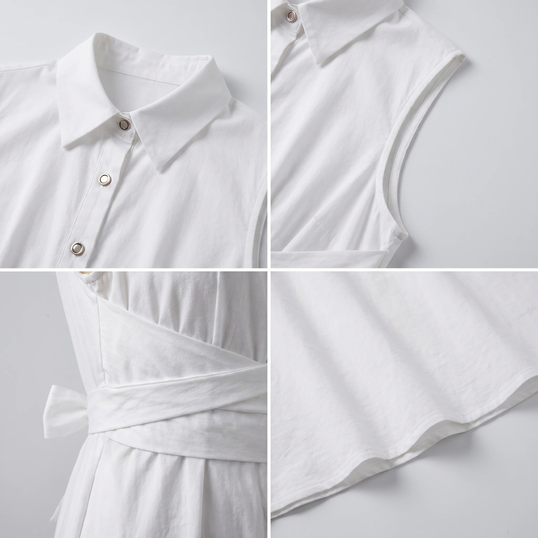 White Tie-Waist Shirt Dress WHD0605085-S-2411137