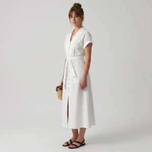 White Tie-Waist Shirt Dress WHD0605086-S-241199