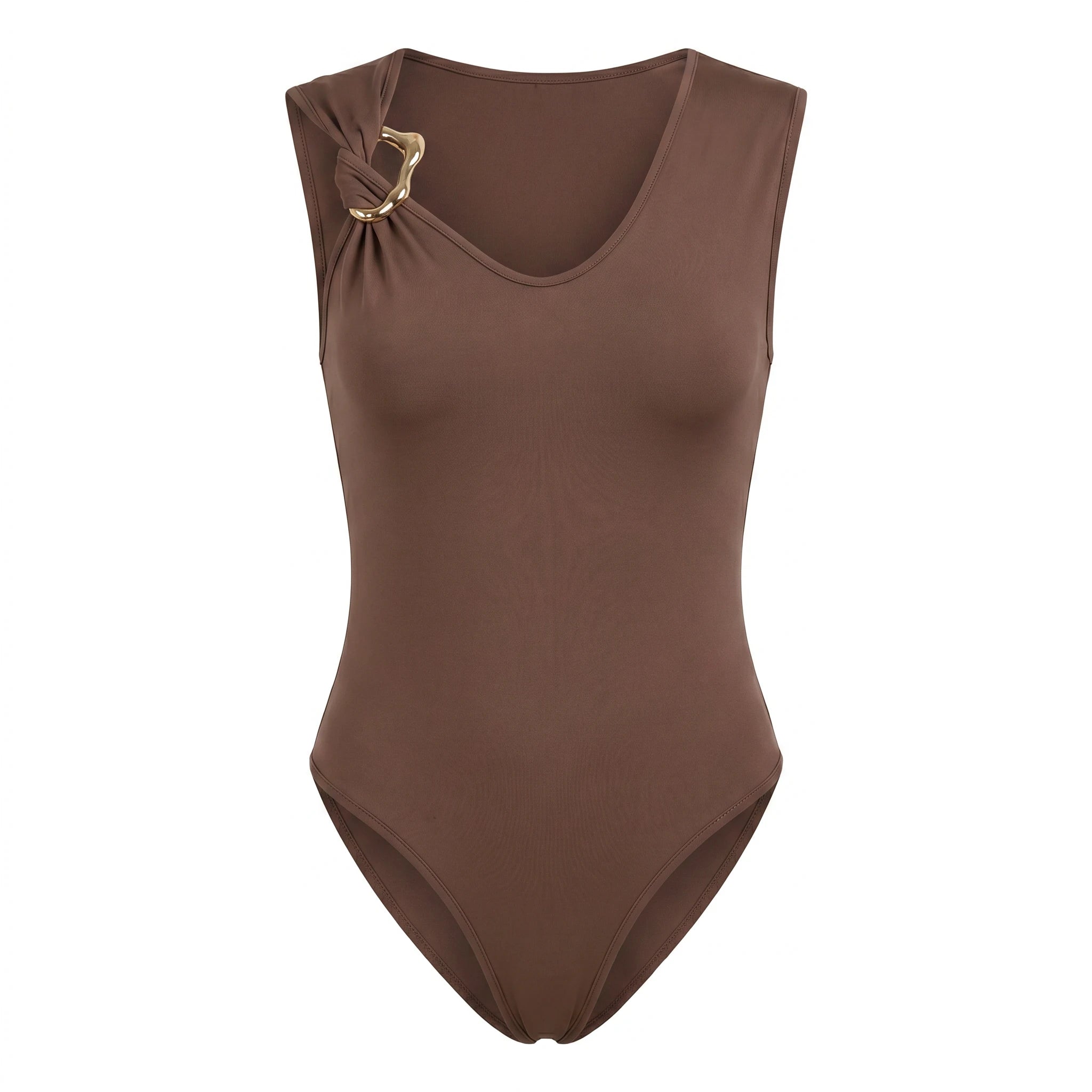 Brown Ring-Detail Bodysuit WHD0605088-S-260147