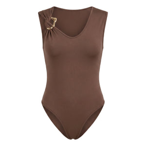 Brown Ring-Detail Bodysuit WHD0605088-S-260147