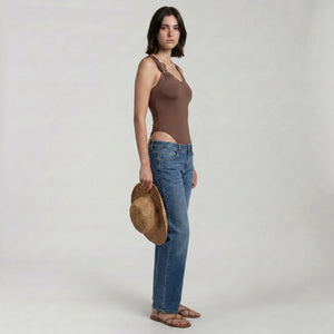 Brown Ring-Detail Bodysuit WHD0605088-S-260147