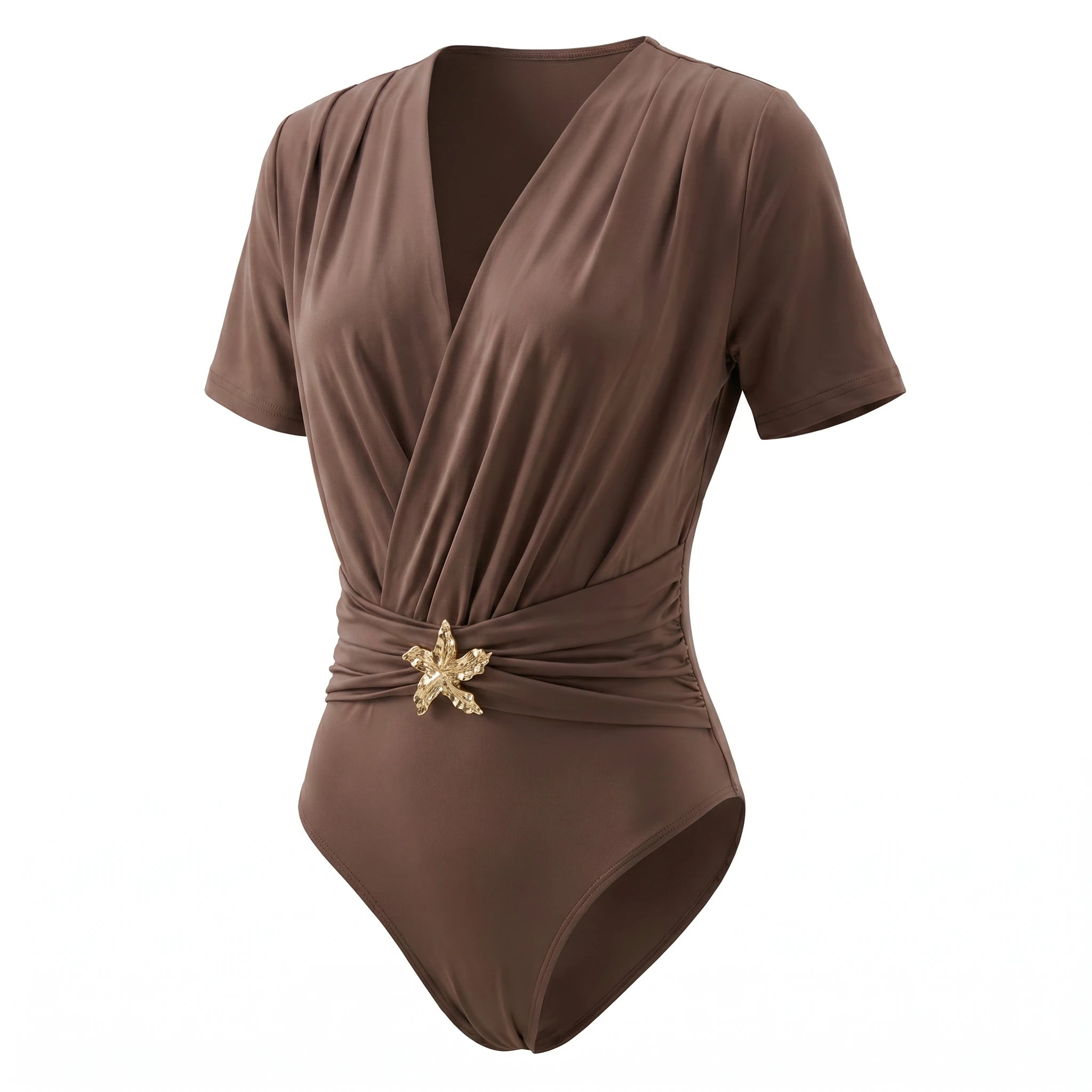 Brown Starfish-Detail Bodysuit WHD0605090-S-260144