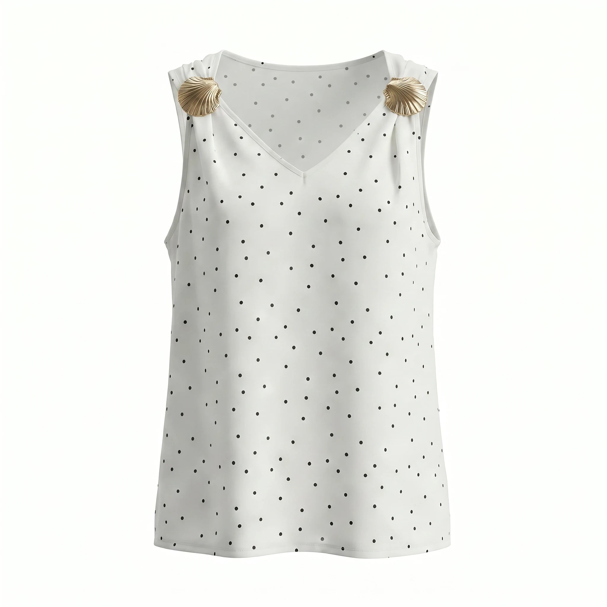 Polka Dot Shell-Detail Cami Top WHD0605095-S-2601284