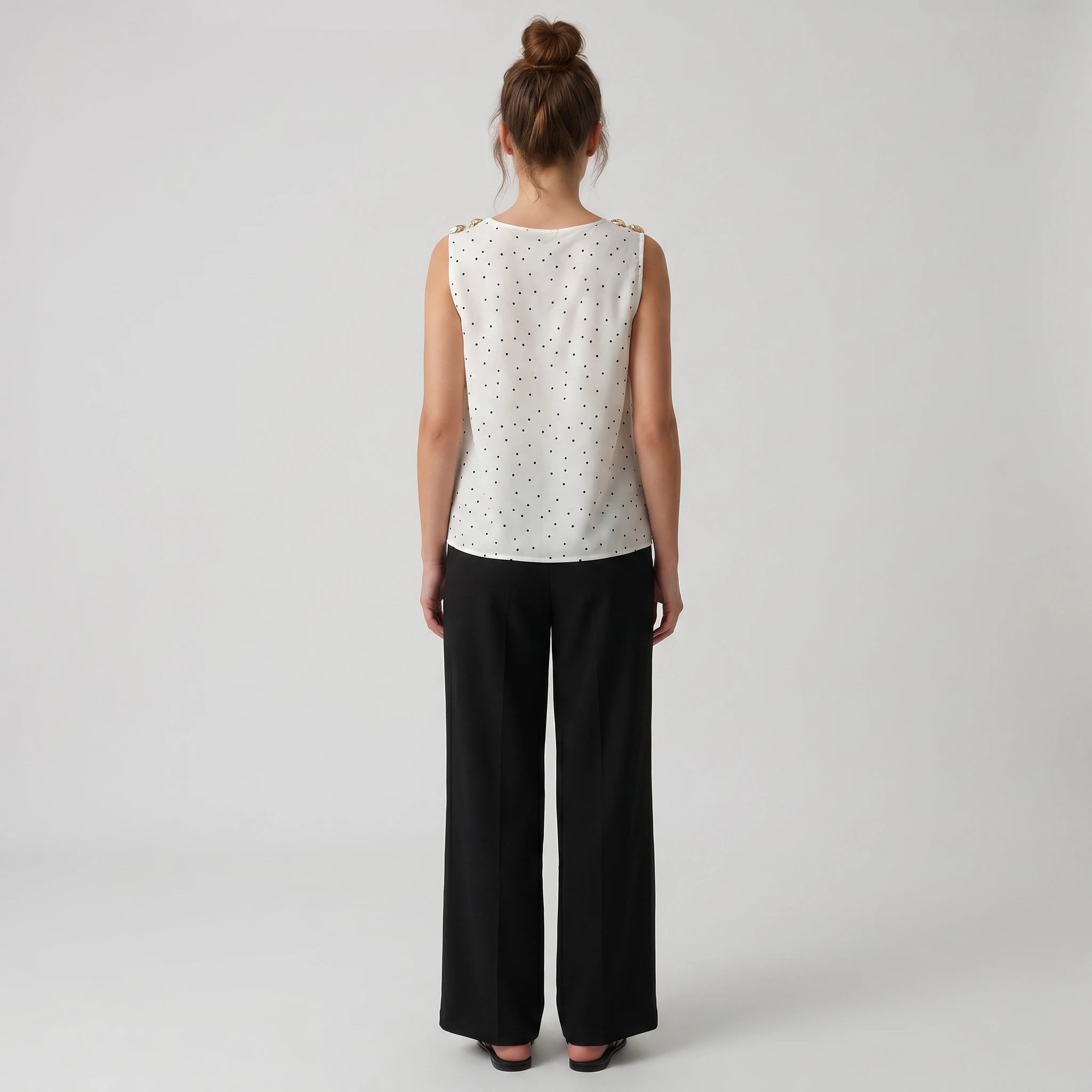 Polka Dot Shell-Detail Cami Top WHD0605095-S-2601284