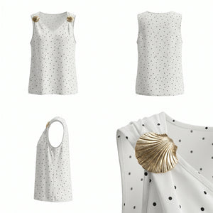 Polka Dot Shell-Detail Cami Top WHD0605095-S-2601284