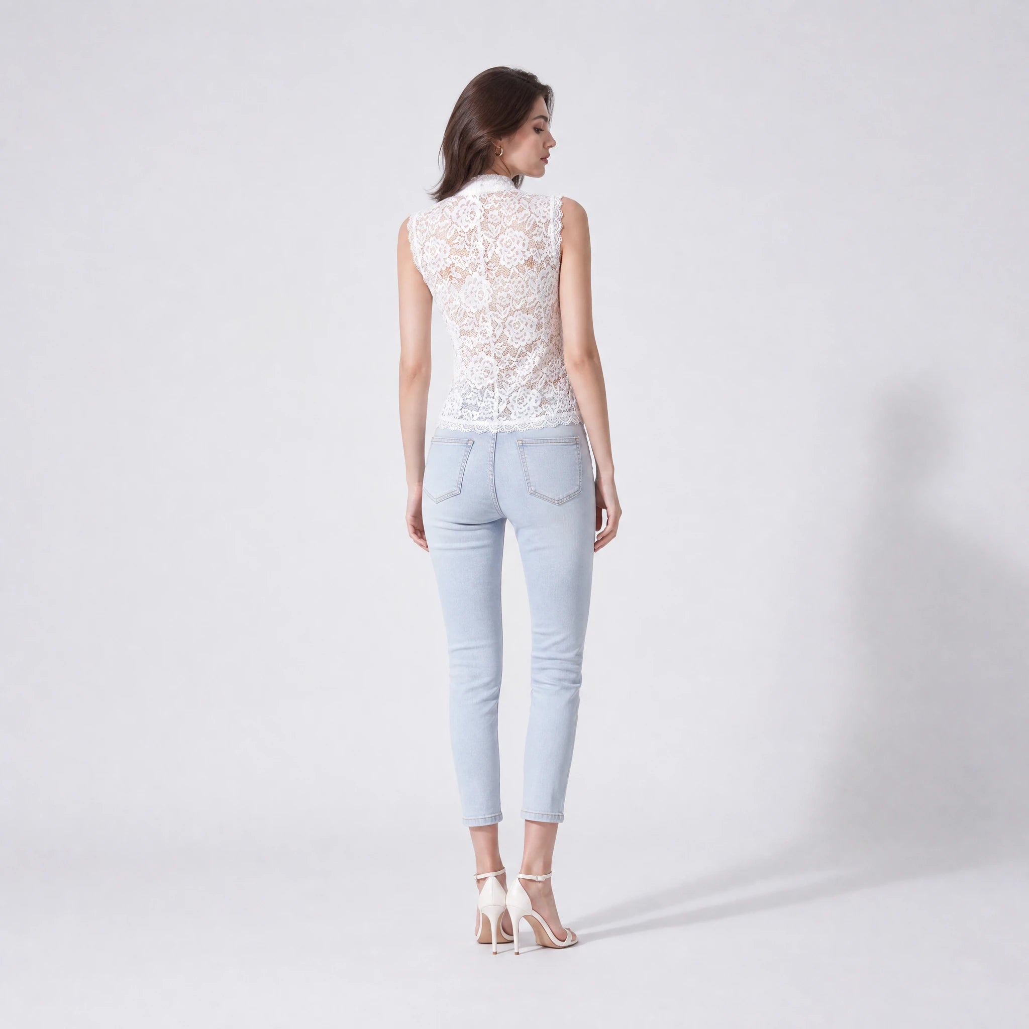 Mandarin Collar Lace Vest Top WHD0605096-S-2604129