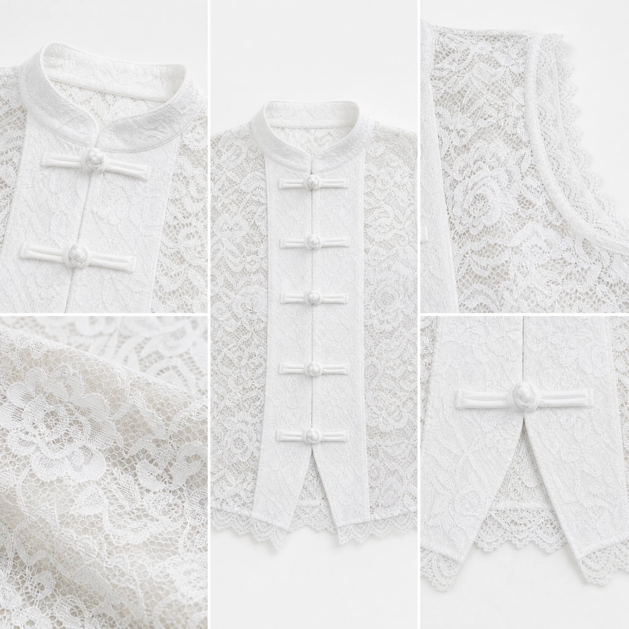 Mandarin Collar Lace Vest Top WHD0605096-S-2604129