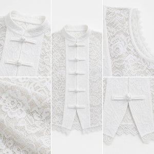 Mandarin Collar Lace Vest Top WHD0605096-S-2604129