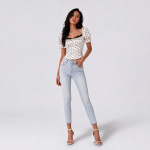 Polka Dot Puff Sleeve Top WHD0605097-SHE-260512