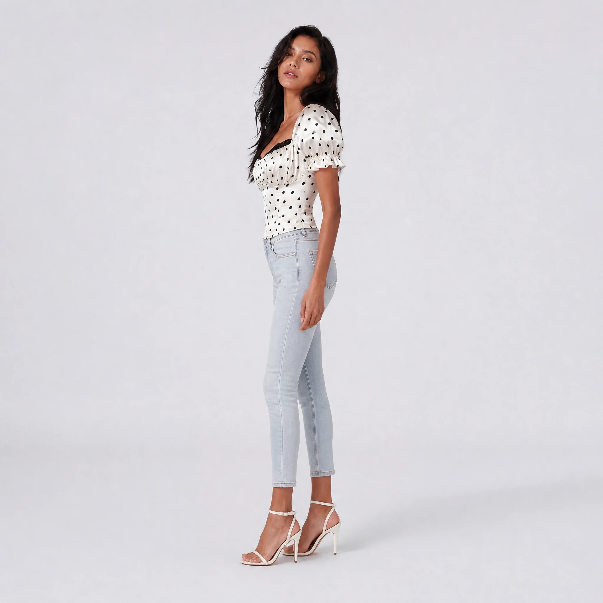 Polka Dot Puff Sleeve Top WHD0605097-SHE-260512