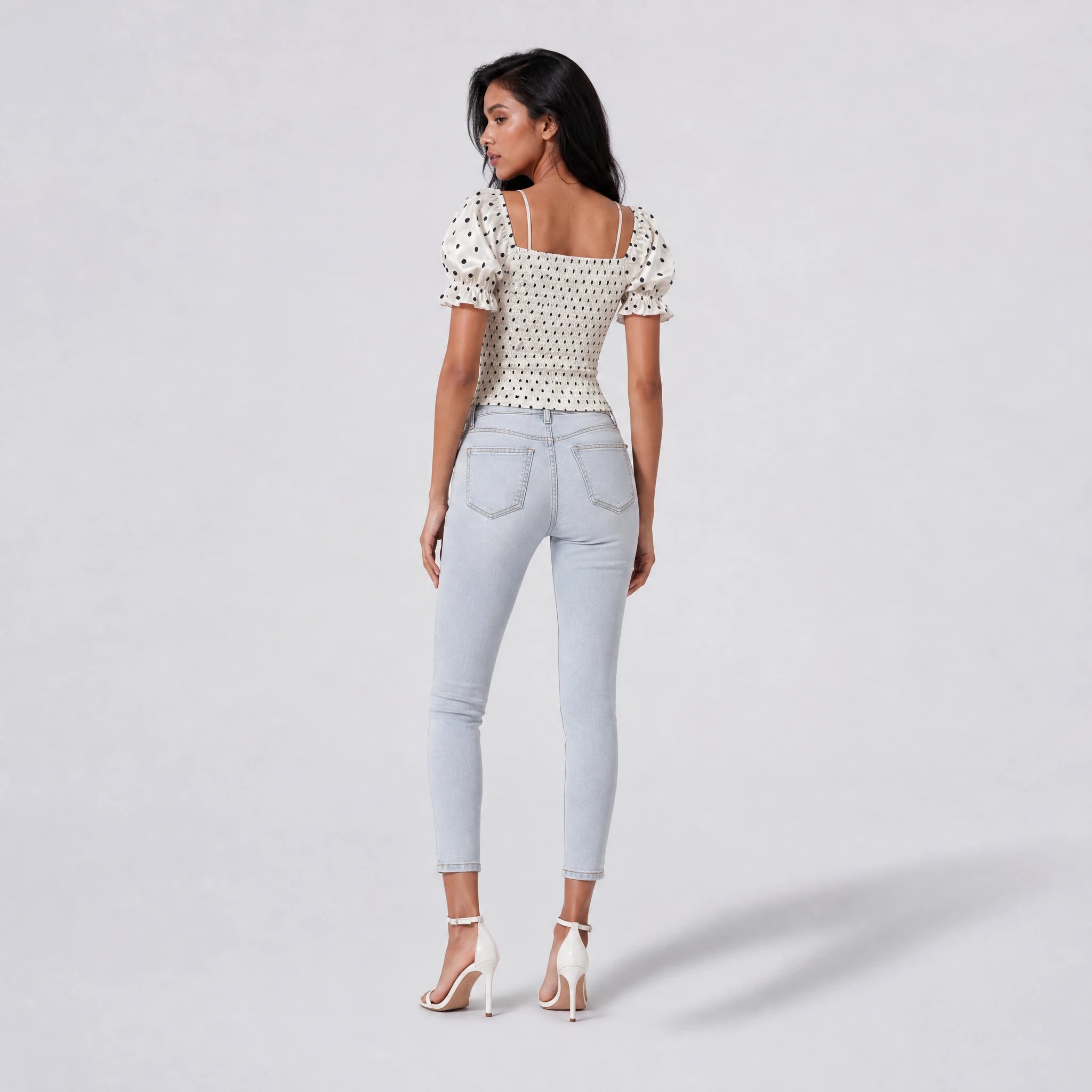 Polka Dot Puff Sleeve Top WHD0605097-SHE-260512