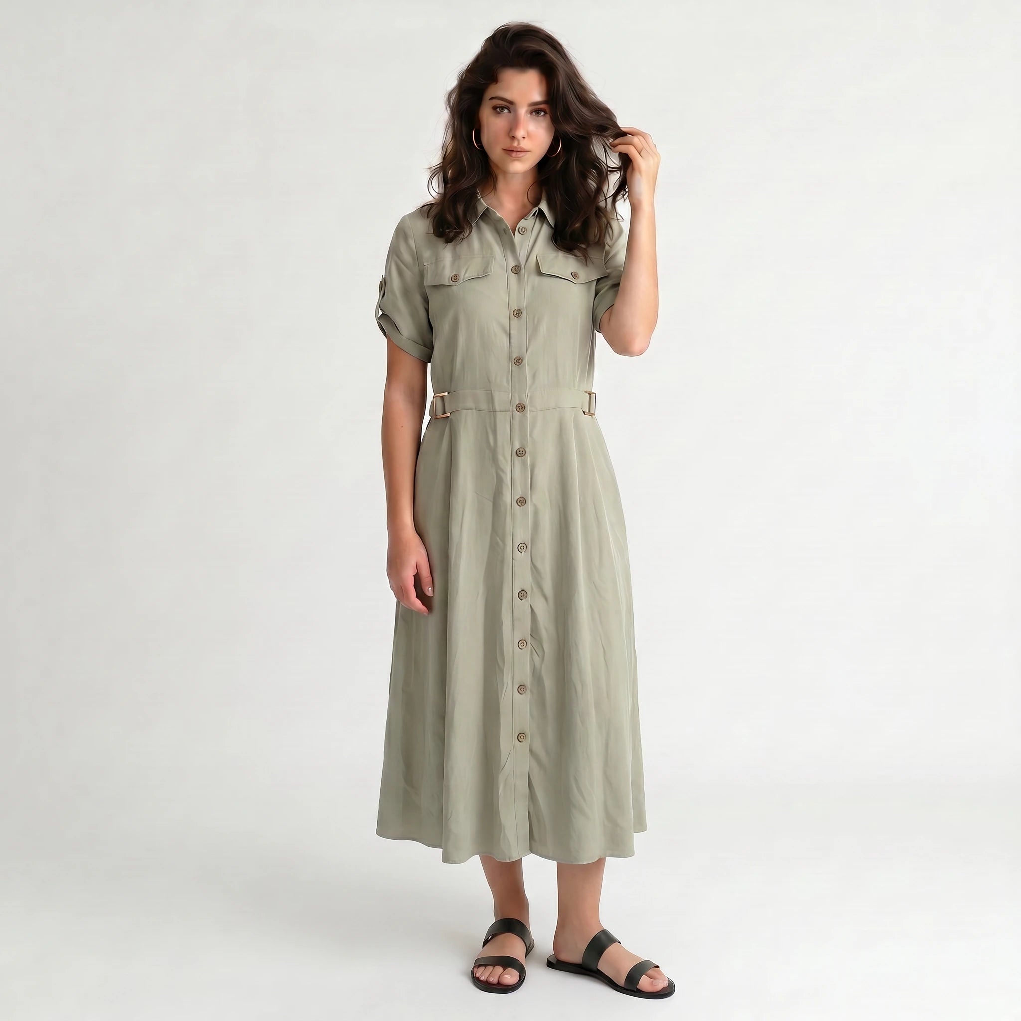 Utility Shirt Maxi Dress WHD0605099-S-260397