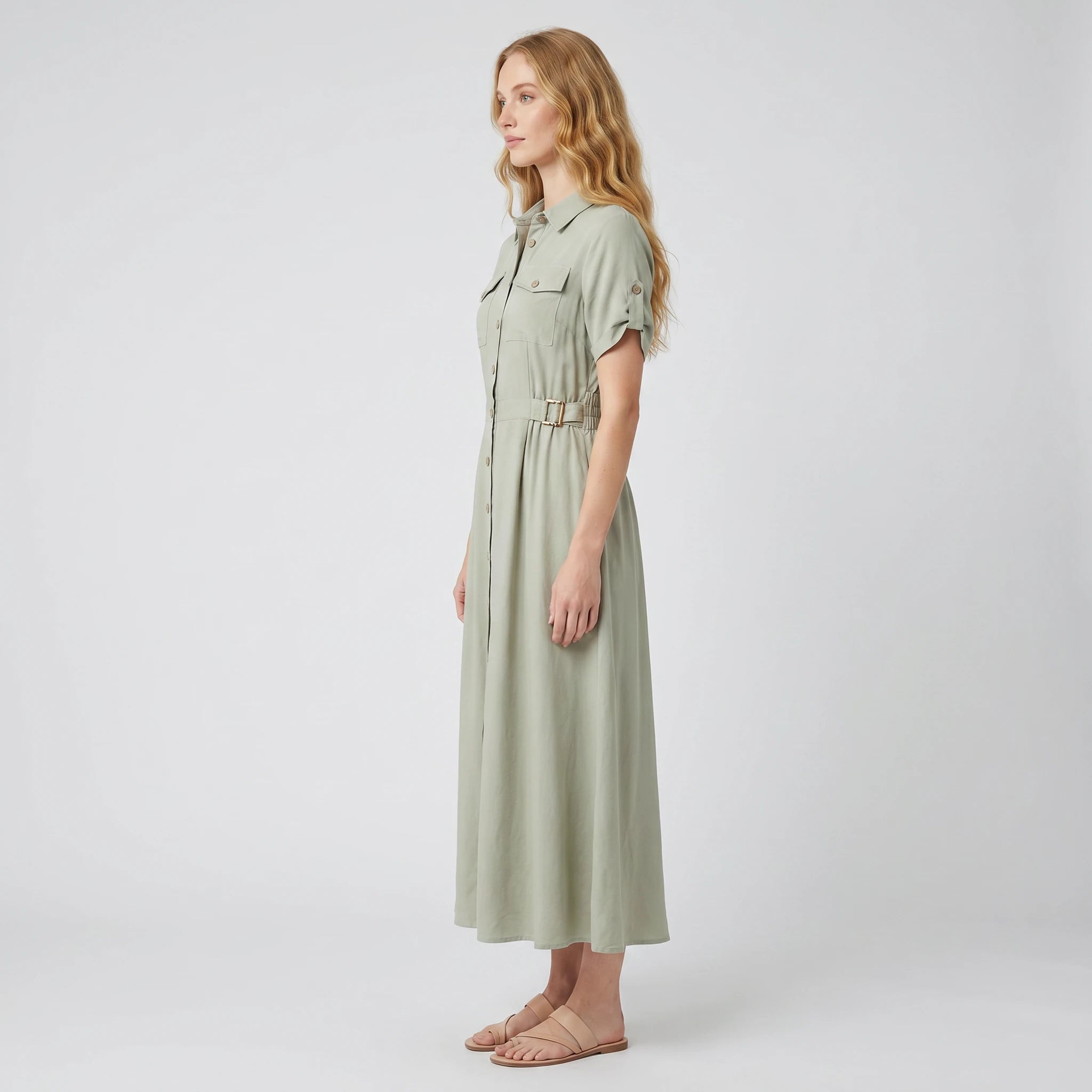 Utility Shirt Maxi Dress WHD0605099-S-260397