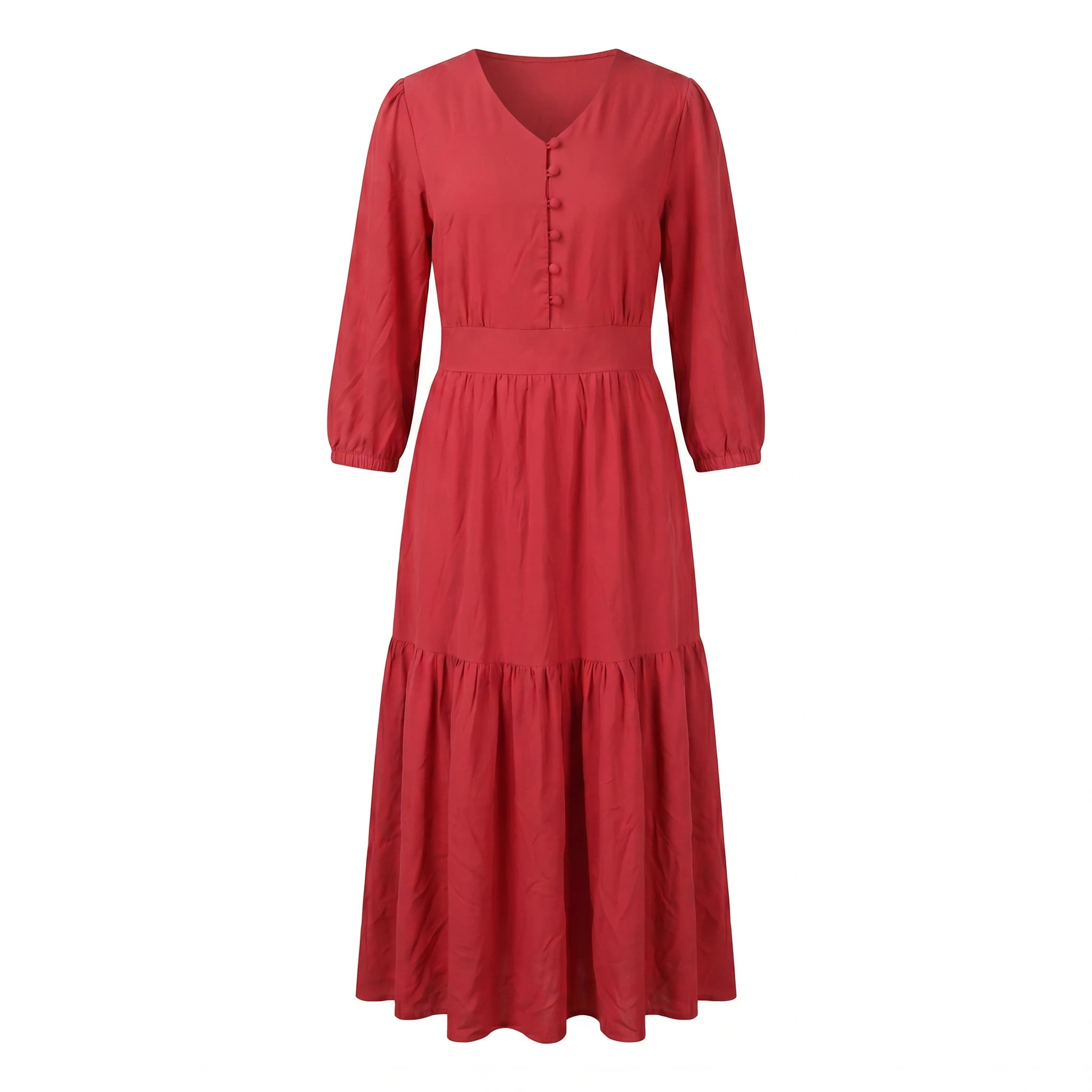 Tie Waist Red Maxi Dress WHD0605101-S-260395
