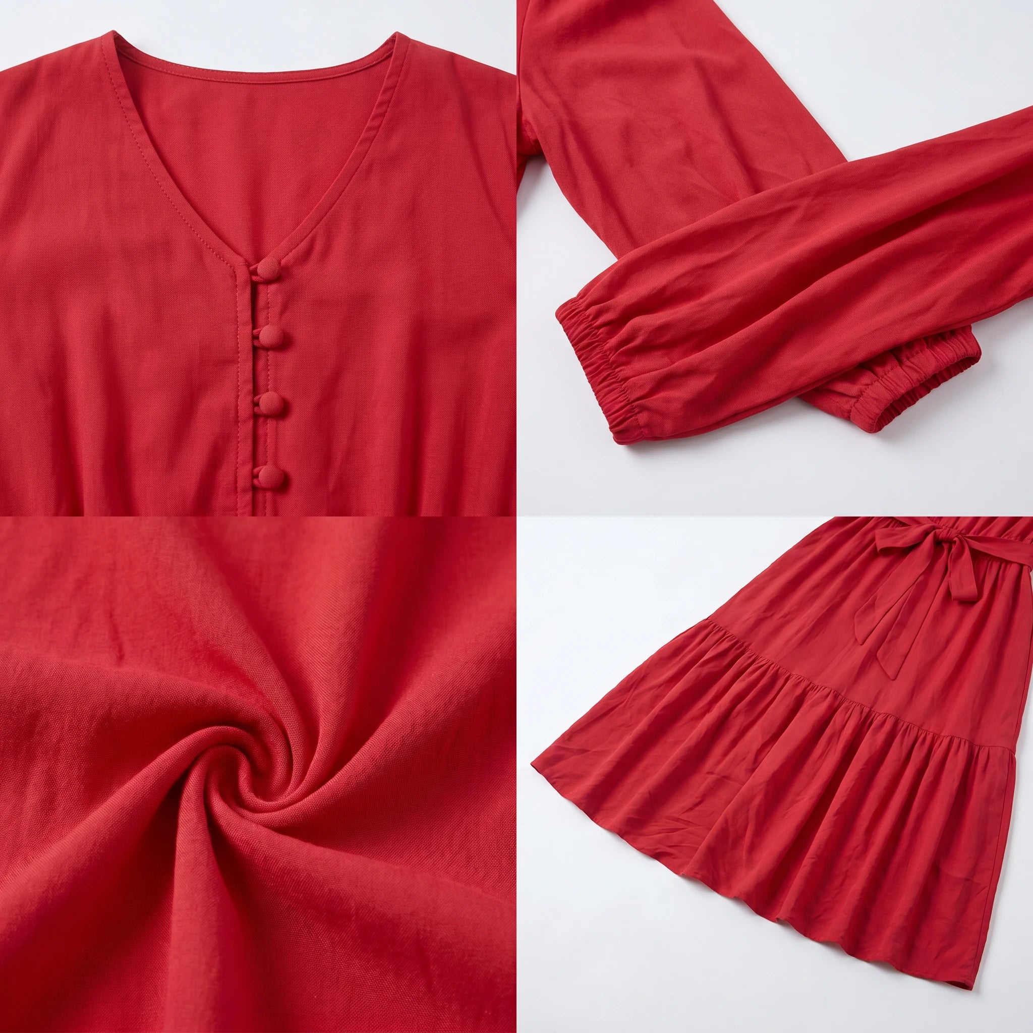 Tie Waist Red Maxi Dress WHD0605101-S-260395