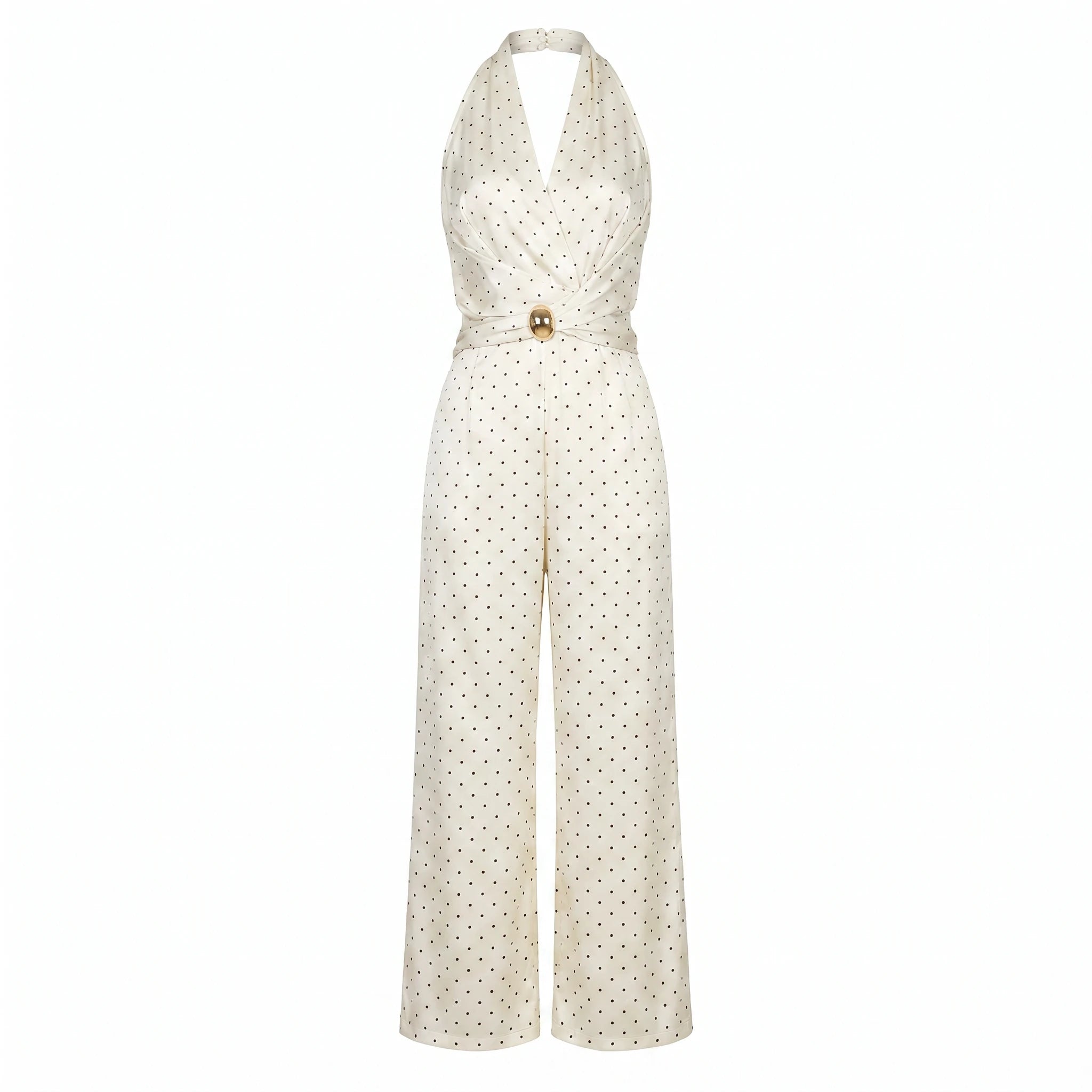 Polka Dot Halter Jumpsuit WHD0605104-S-250946