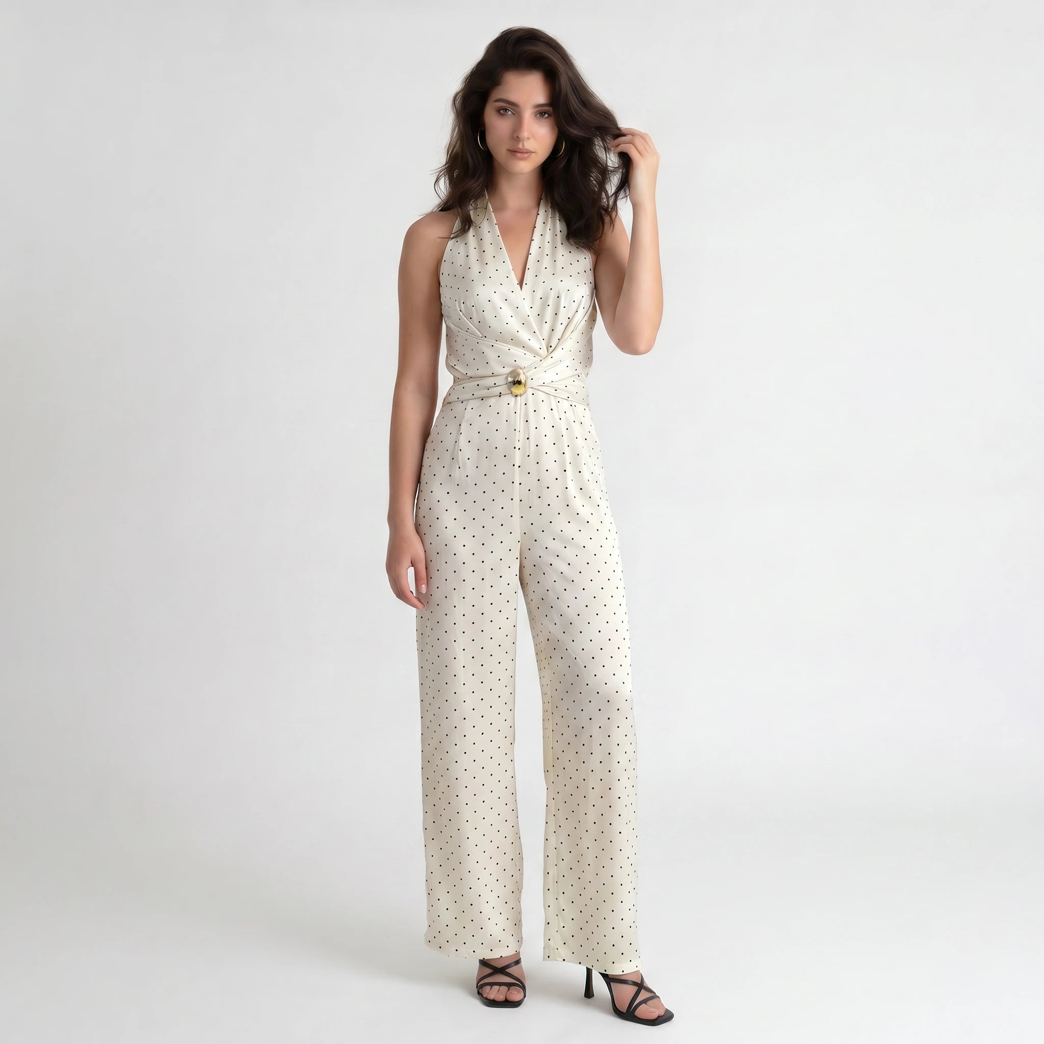 Polka Dot Halter Jumpsuit WHD0605104-S-250946