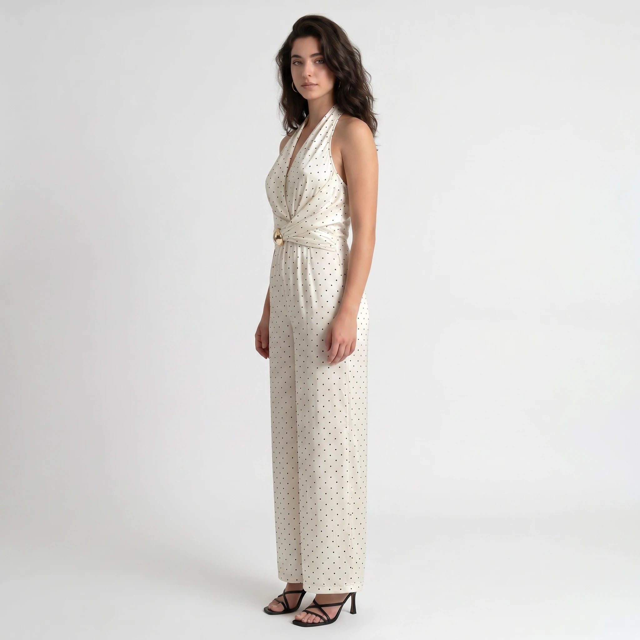 Polka Dot Halter Jumpsuit WHD0605104-S-250946