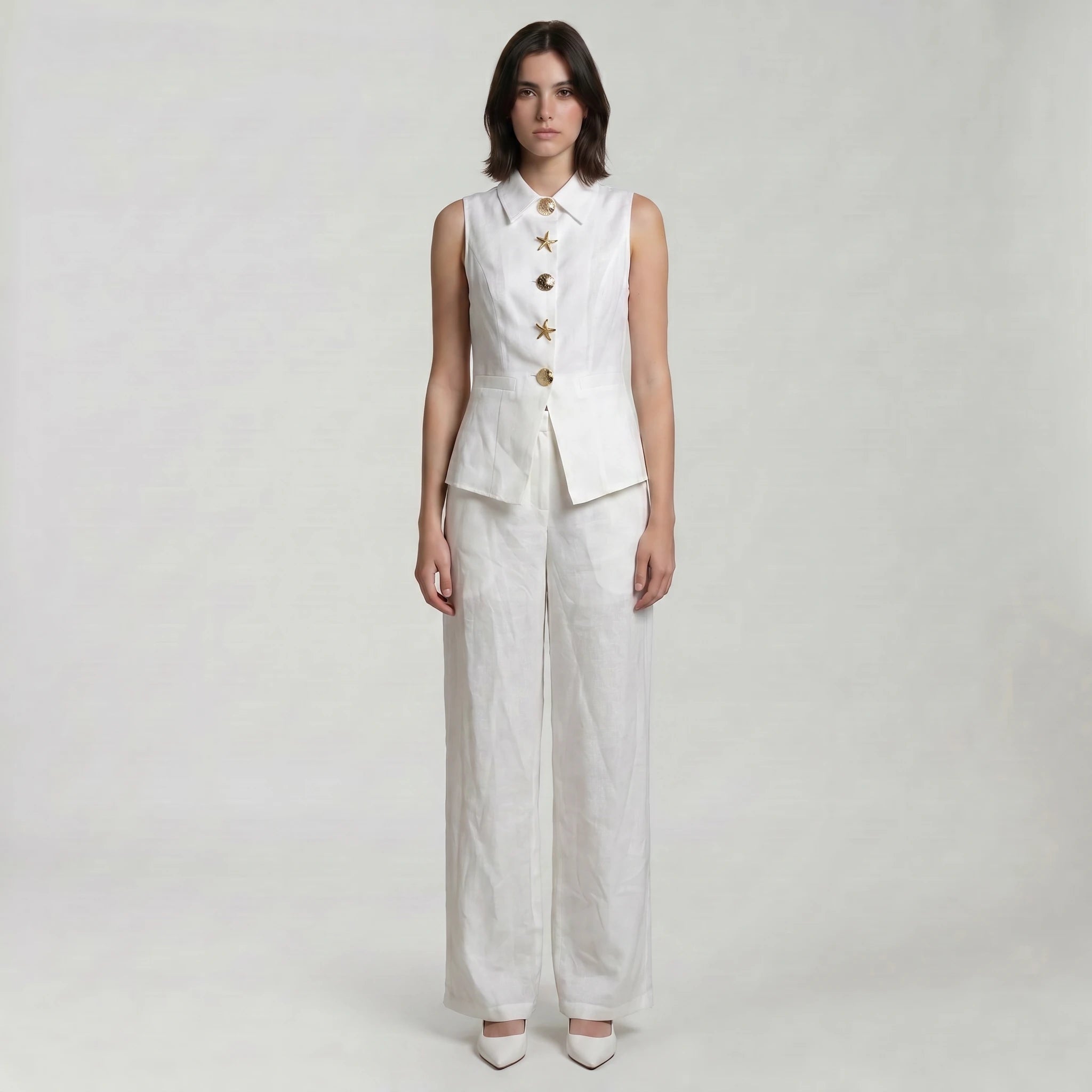 Shell Detail Vest Set WHD0605106-S-2603117