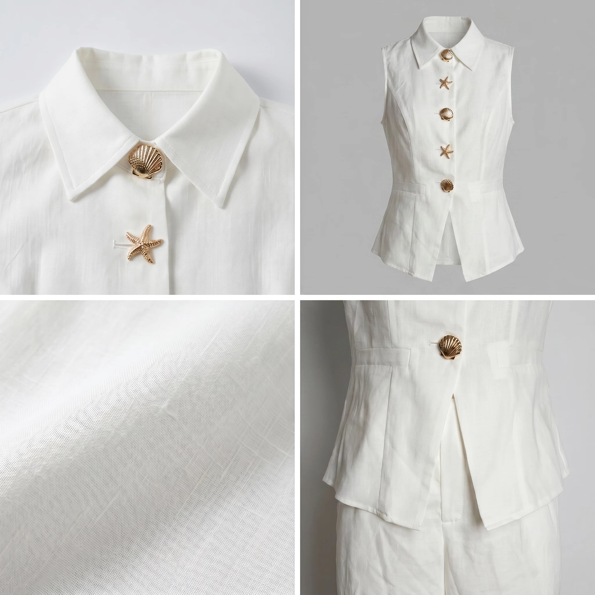 Shell Detail Vest Set WHD0605106-S-2603117