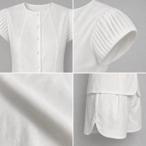 Pleated Sleeve Shorts Set WHD0605107-S-2505151