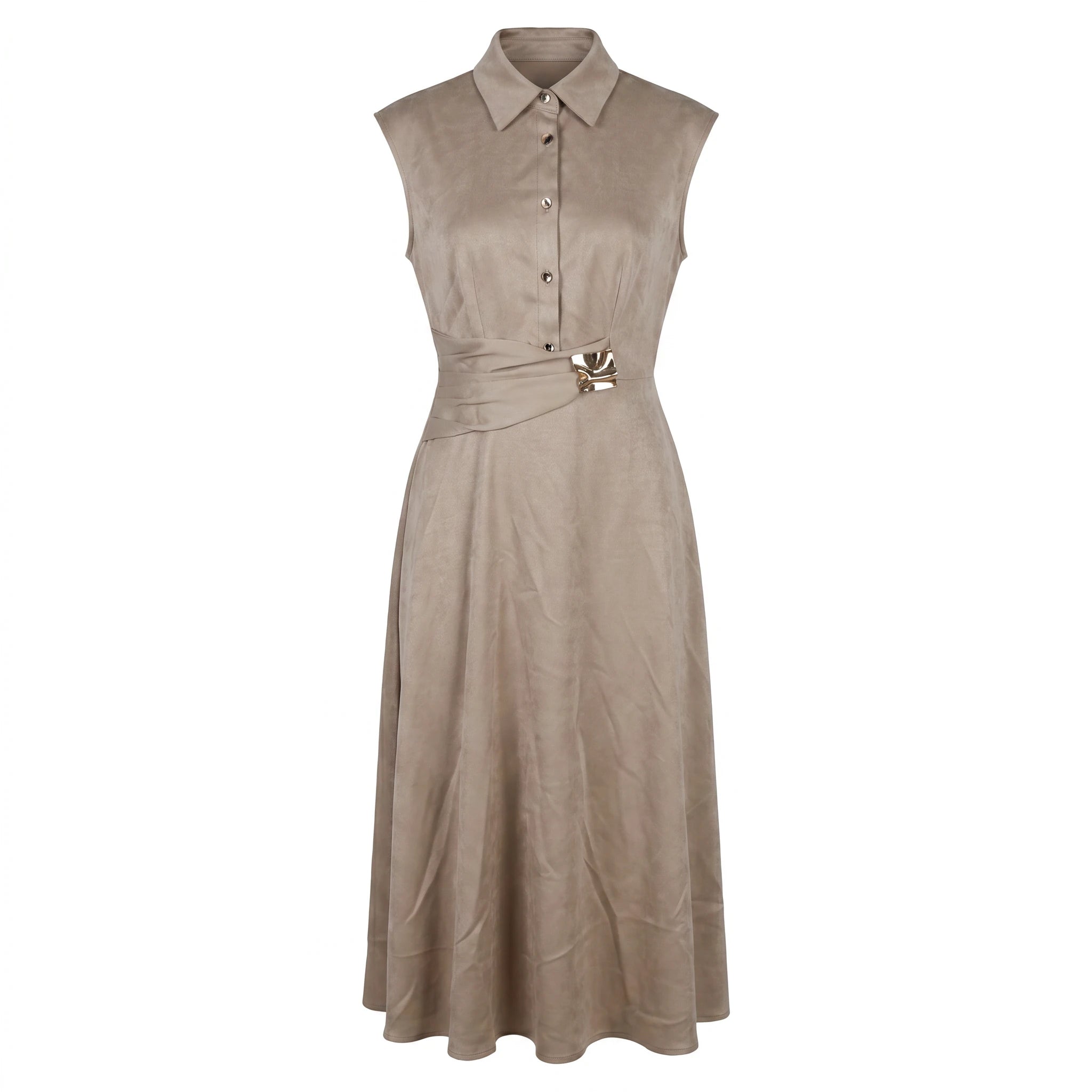 Buckle Waist Sleeveless Midi Dress WHD0605108-S-260152