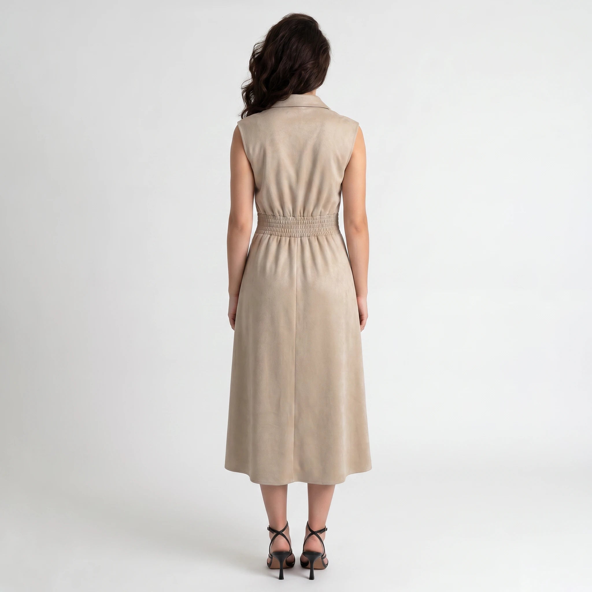 Buckle Waist Sleeveless Midi Dress WHD0605108-S-260152