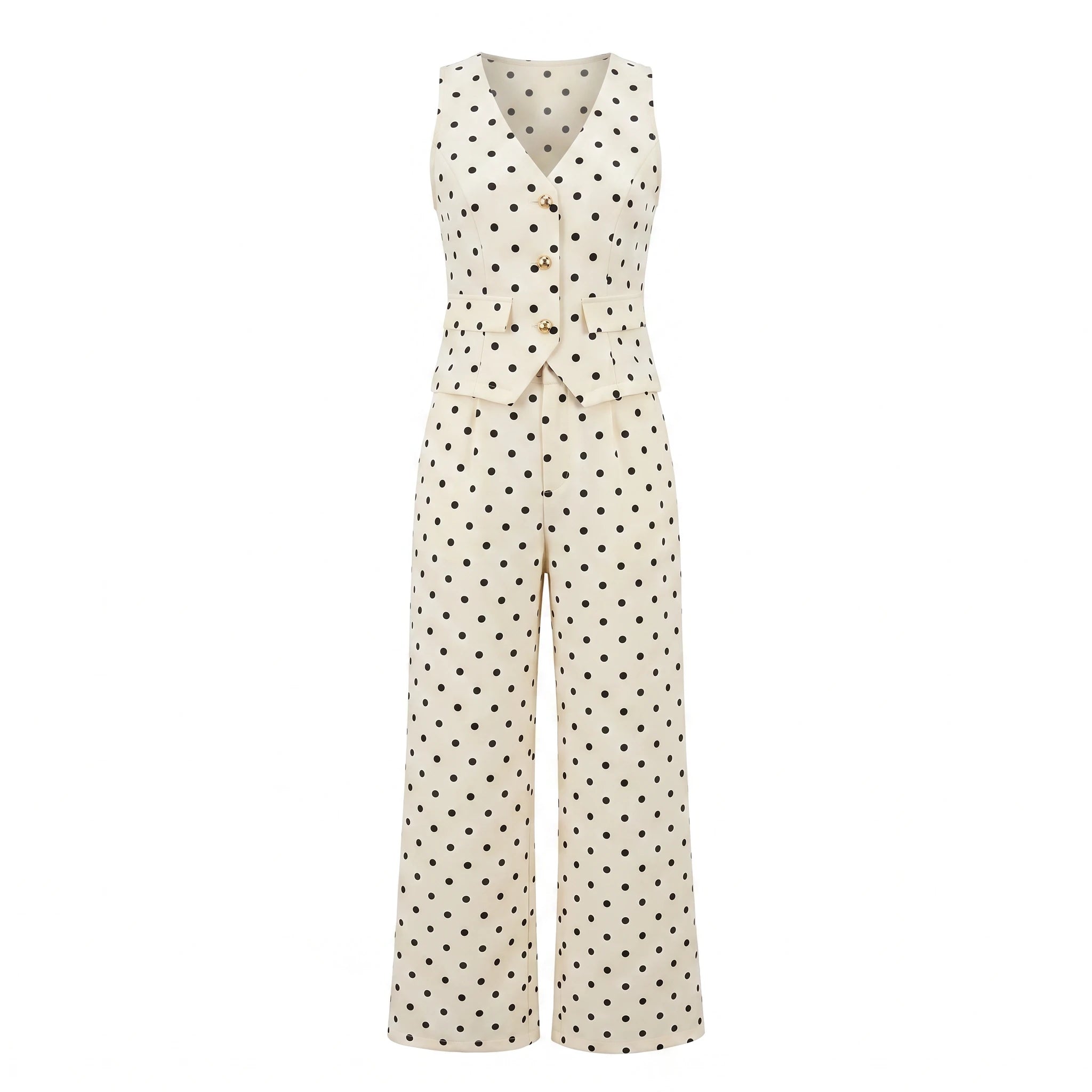 Polka Dot Vest Pants Set WHD0605109-S-260402